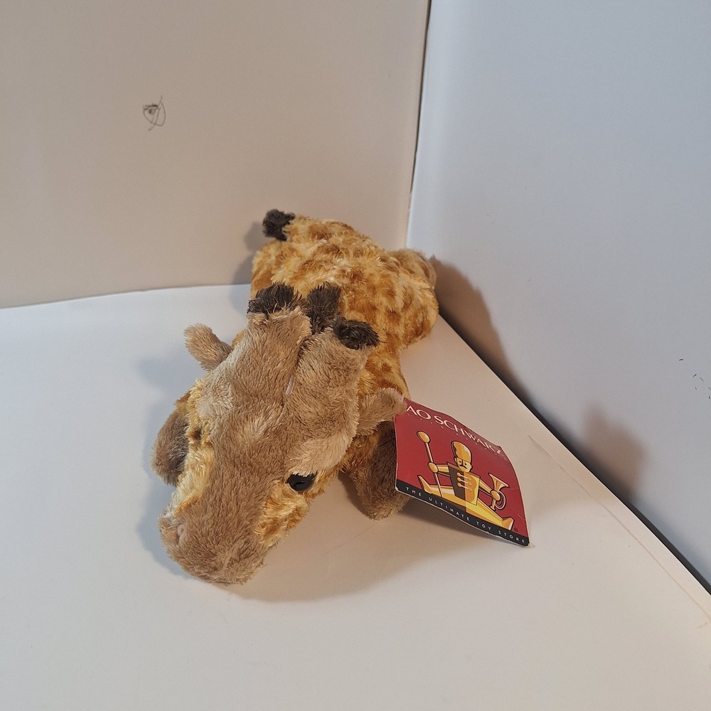 FAO Schwarz Giraffe Plush Laying Down Stuffed Animal 12" TAG